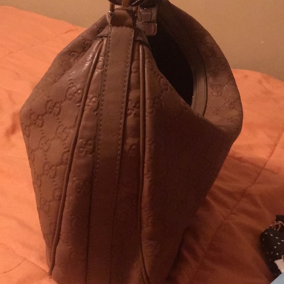 Authentic Bronze Gucci Leather GG Twins Med Hobo - Picture 6 of 7